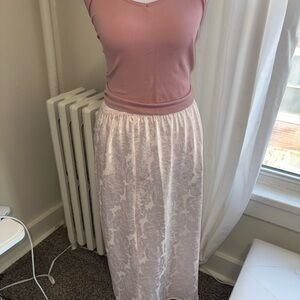 Linda Farrow Dusty Pink Floral Jacquard Maxi Skirt